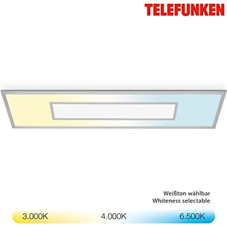 Telefunken LED Panel RGB Deckenleuchte, Regenbogeneffekt, Fernbedienung, Dimmbar, Silberfarbig, 1195x295x65mm – Bild 4