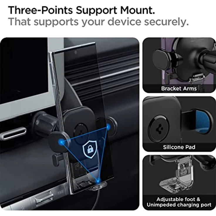 Spigen UTS12 OneTap Universal-Autohalterung, Smartphone Halterung für Lüftungsöffnungen, schwarz, 360° drehbar, kompatibel mit Geräten von 65-94 mm – Bild 6