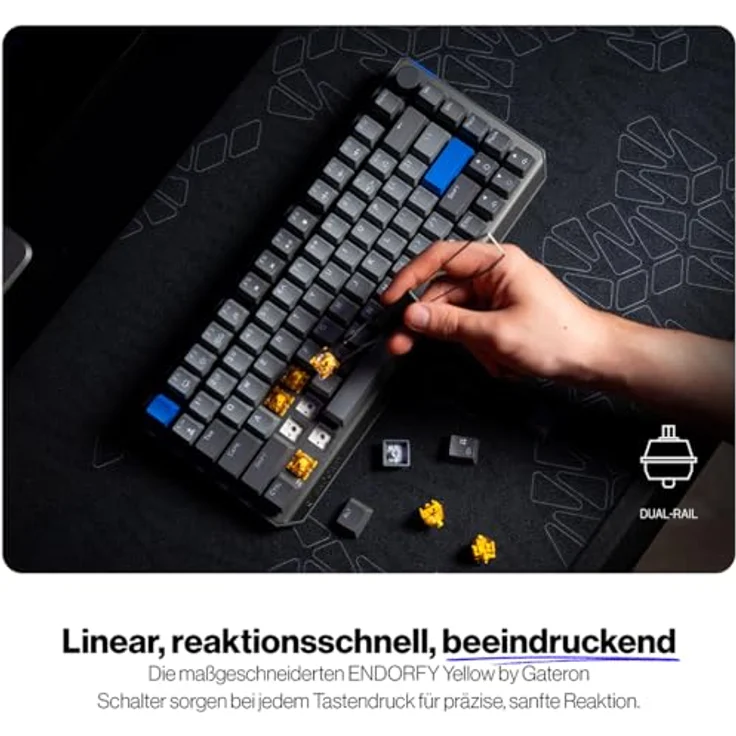 ENDORFY Thock V2 75% Wireless DE, QWERTZ, Yellow switches by Gateron, Aluminiumoberteil, Hot-Swap, Lautstärkeregler, Programmierbare Makros – Bild 5