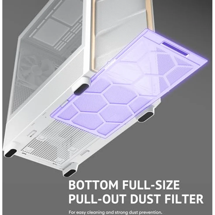 Antec Flux PC-Gehäuse, Full-Tower E-ATX, Aluminium & Holzrahmen, Tempered Glass, bis zu 2x 360mm Radiator Support, weiß – Bild 18