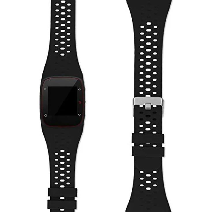 kwmobile Silikon Uhrenarmband für Polar M400 / M430, flexibles und reißfestes Ersatzarmband in Schwarz matt, verstellbar von 16-24 cm – Bild 5