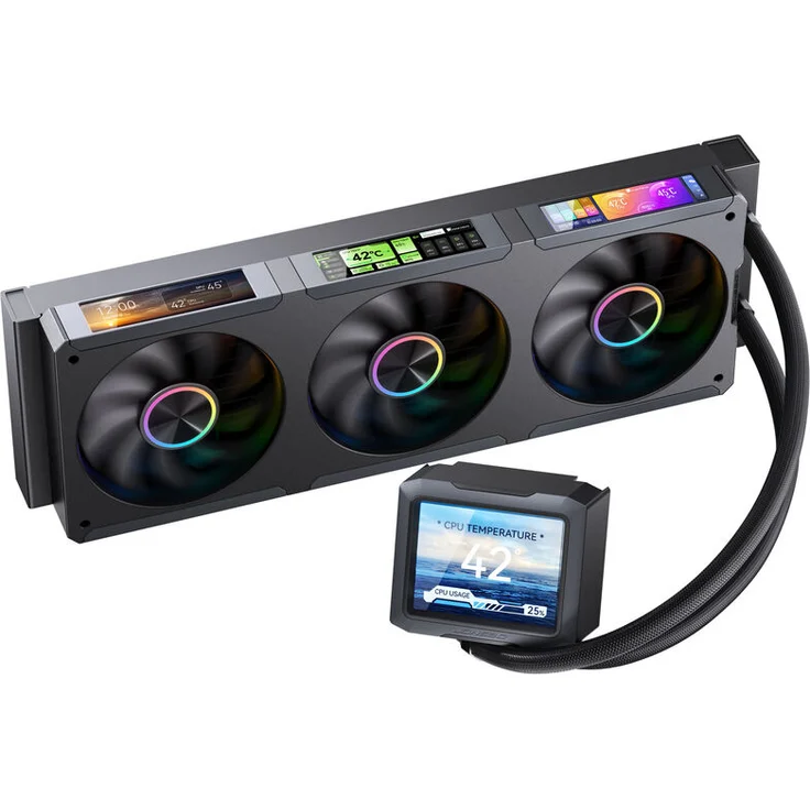 Jonsbo TF3-360SCB AiO Wasserkühlung, 360mm Aluminium-Radiator, ARGB mit drei RX120 RGB-Lüftern, schwarz