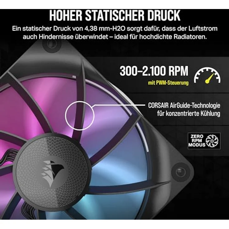 CORSAIR iCUE LINK RX120 RGB 120mm PWM-Lüfter - Magnetisches Kuppellager - Einzelner Lüfter - Schwarz - Preisvergleich – Bild 4