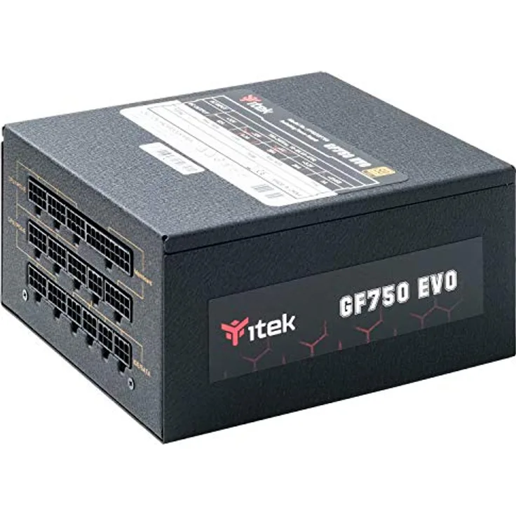 iTek GF750 EVO, 750 W Netzteil mit 80 Plus Gold Zertifizierung, semi-modular, aktiver PFC-Schutz, HDB Lüfter, schwarze Optik