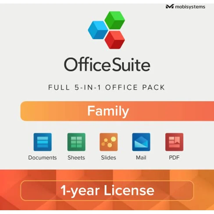 OfficeSuite Family - 1 Year License - Documents, Sheets, Slides, PDF, Mail & Calendar for Windows for 1 Windows & 2 Mobile Devices / 6 Users – Bild 1