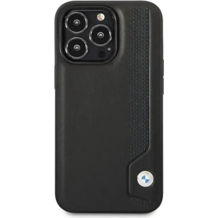 BMW BMHCP14L22RBDK, iPhone 14 Pro 6.1" Handyhülle aus Leder mit blauen Punkten, schwarz/schwarz – Bild 2