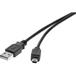 Renkforce USB 2.0 Kabel (1x USB 2.0 Stecker A - 1x USB 2.0 Stecker Mini-B) 0.15 m Schwarz UL-zertifiziert, vergoldete Steckkontakt (RF-4455804)