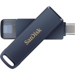 SanDisk Phone Drive, Flash-Laufwerk 2-in-1, iPhone Speicher 128GB, Metallic Sky (Automatisches Backup, Lightning und USB Type-C Anschluss, Passwortschutz, Verschlüsselung)