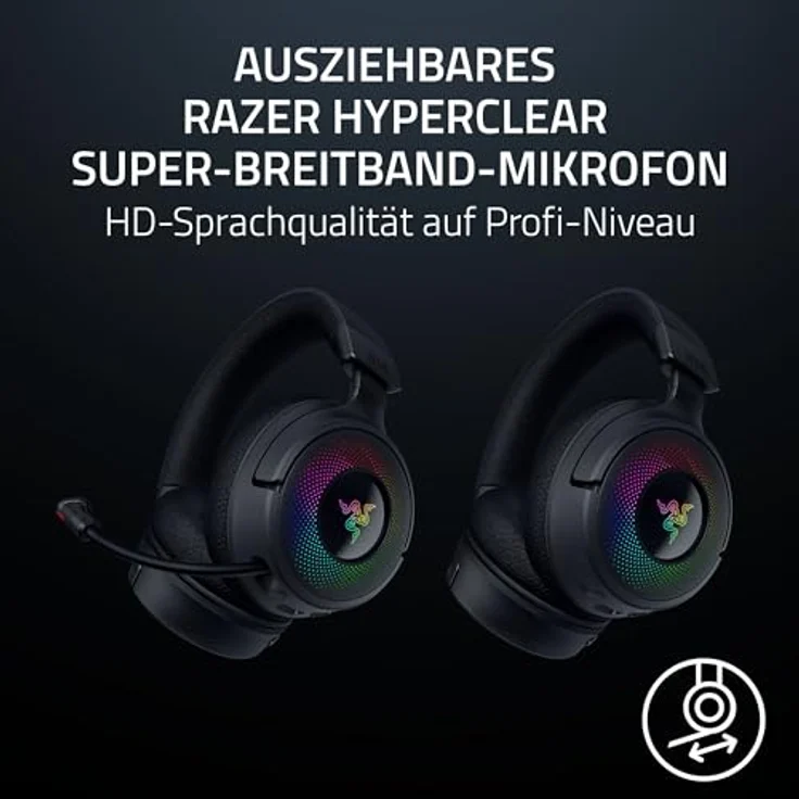 Razer Kraken V4 - Kabelloses Gaming-Headset (THX Spatial Audio, 9-Zonen-RGB-Beleuchtung, Schwarz) – Bild 3