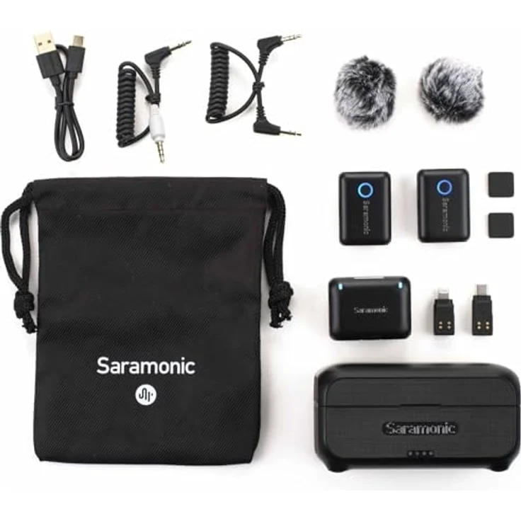 Saramonic Blink 500 B2+ Kabelloses Mikrofonsystem für 2 Personen mit Gerätehalterung, Geräuschunterdrückung und magnetische Montage, Schwarz – Bild 2