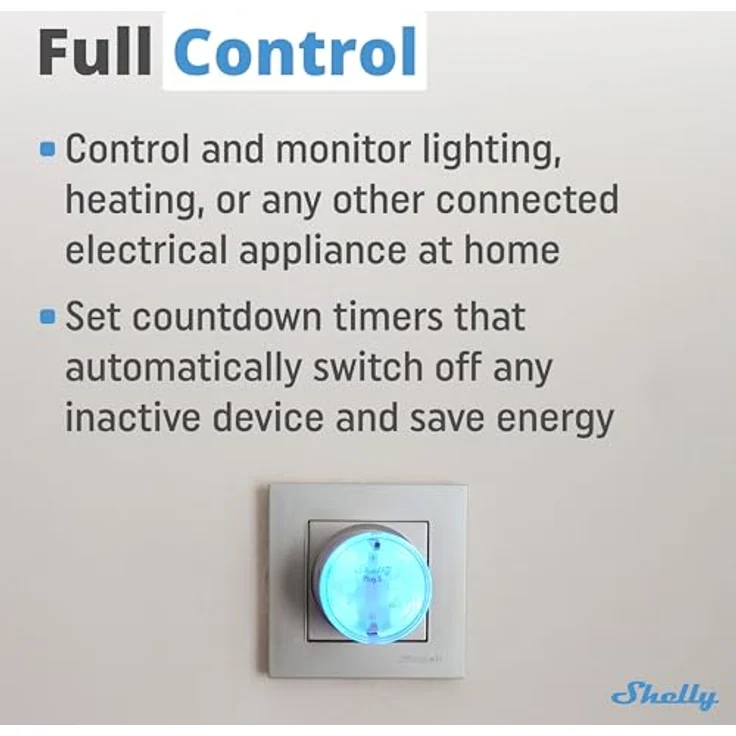 Shelly Plug S MTR Gen3 Weiß, Matter-zertifizierte intelligente Steckdose mit Stromüberwachung und mehrfarbiger LED-Anzeige, iOS Android APP-Fernbedienung, Google Home und Alexa-Zubehör, Timer – Bild 4
