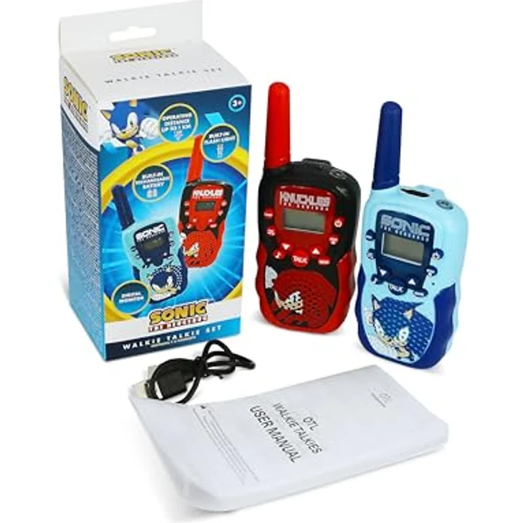 Sonic Walkie Talkie Set für Kinder, mit 300 m Reichweite, Digitalem LCD-Display und VOX-Funktion, inklusive Taschenlampe – Bild 3
