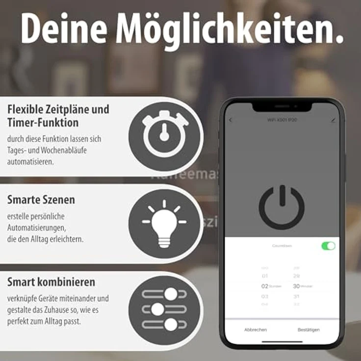 Brennenstuhl Ecolor WiFi-Steckdosenleiste 1153240627, weiß-schwarz, einzeln schaltbar mit Timerfunktion und Sprachsteuerung – Bild 7