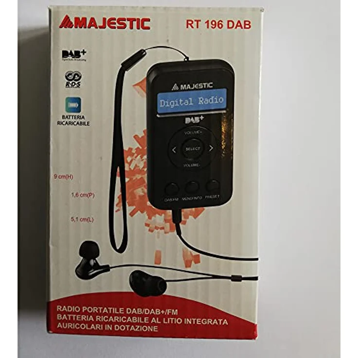 Majestic RT 196 DAB, tragbares DAB/DAB+/FM-Radio mit LCD-Display, wiederaufladbarem Akku, Kopfhörerausgang und Trageriemen, Schwarz – Bild 2