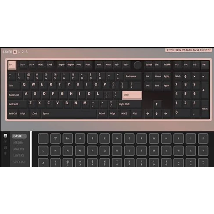 Keychron V6 Max, QMK/VIA Wireless Mechanical Keyboard mit Knopf, 100%-Layout, Gasket-Mount, Carbon Black, Gater, Kabellos und Kabelgebunden – Bild 4