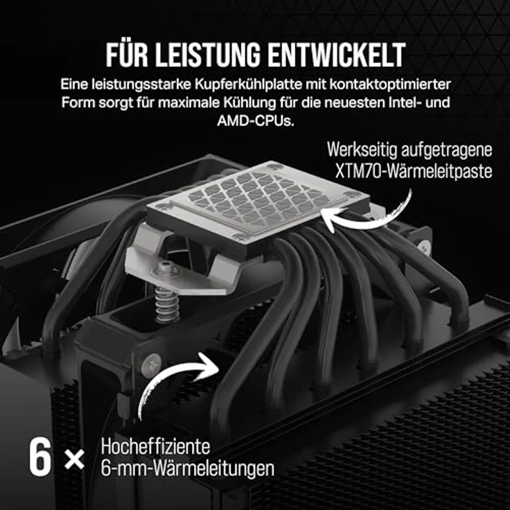 CORSAIR A115 Hochleistungs-Tower-CPU-Luftkühler - Slide-and-Lock-Lüfterhalterung - Zwei Corsair AF140 Elite-Lüfter Vorinstallierte Wärmeleitpaste - Schwarz - Preisvergleich – Bild 3