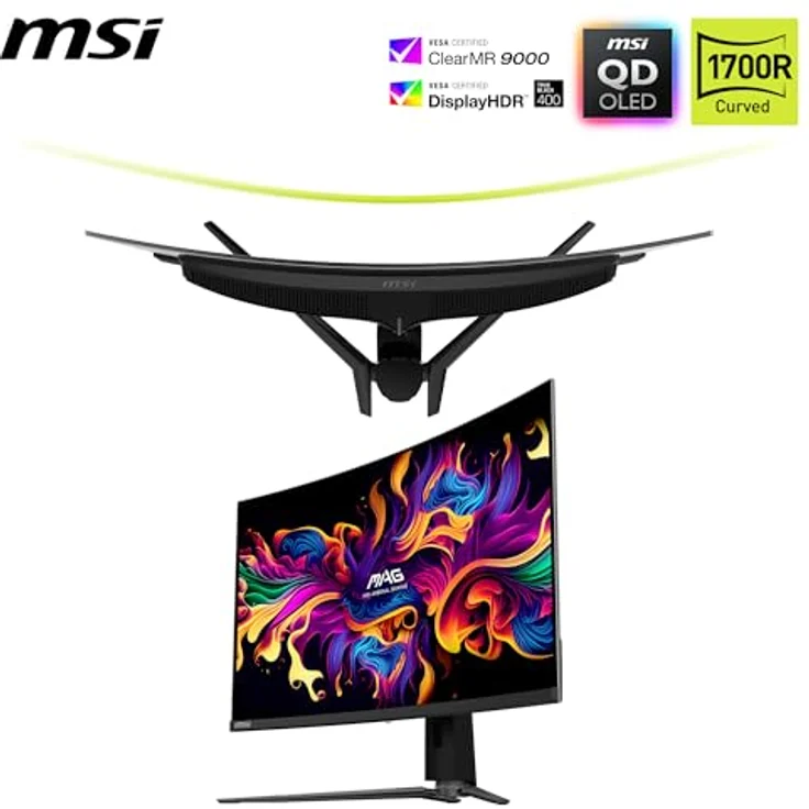 MSI MAG 321CUPDE QD-OLED, 32 Zoll UHD Curved Gaming Monitor mit 165Hz, 0,03ms Reaktionszeit, 99% DCI-P3, DisplayHDR True Black 400, DP 1.4a, HDMI 2.1, USB Type-C – Bild 2