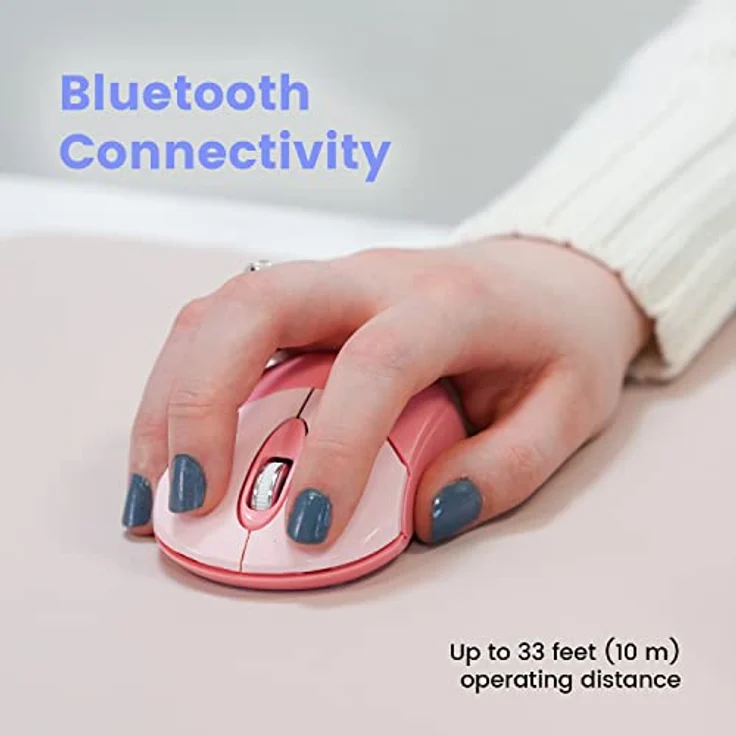 Perixx PERIMICE-802PK Bluetooth-Maus, tragbares Design, kompatibel mit Windows, iOS und Android, Rosa – Bild 2