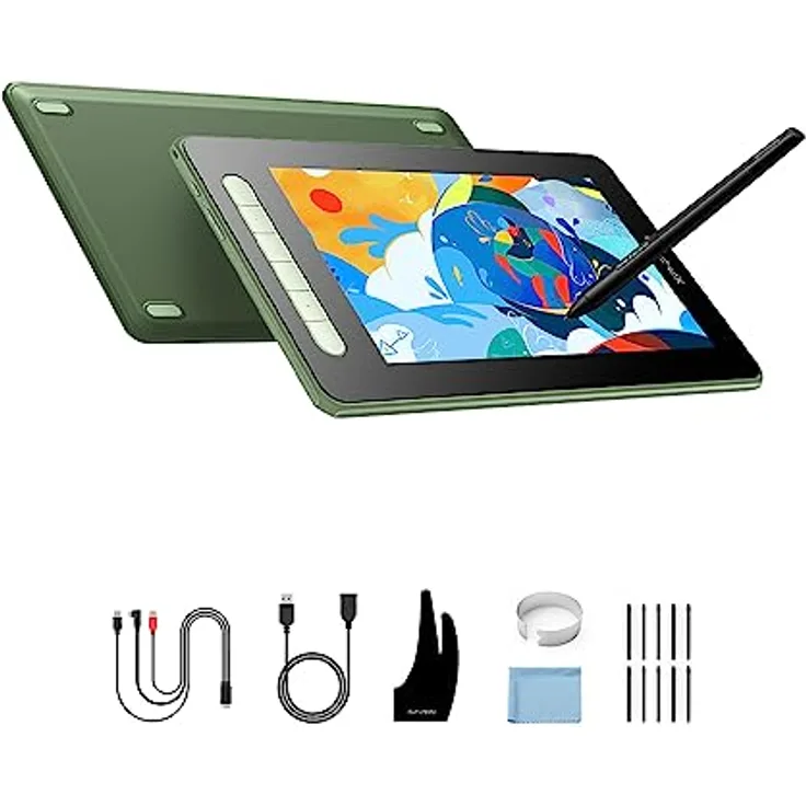 XP-Pen Artist 10 2. Generation Grafiktablett 10,1 Zoll Pen Display mit X3 Smart-Chip Stylus, 120 % sRGB Farbraum, 6 Schnelltasten (Grün)