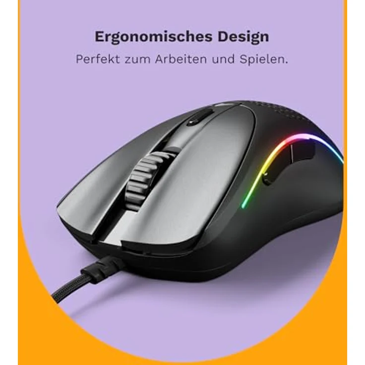 Glorious Gaming Model D 2 Wired Gaming Mouse - ergonomisch, superleicht 58g, 26K optischer Sensor, 6 programmierbare Tasten, 80-Millionen-Klicks-Lebensdauer - Mattschwarz – Bild 3
