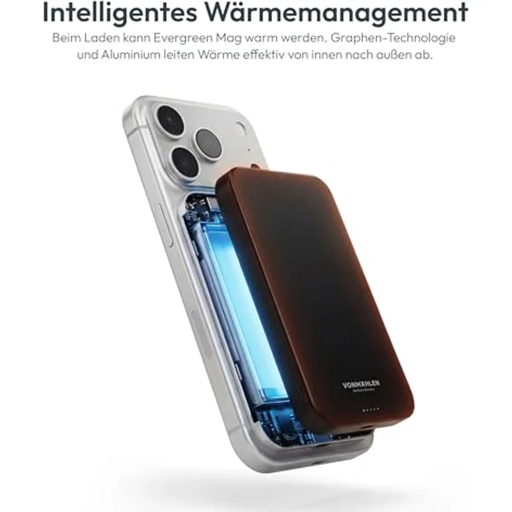 VONMÄHLEN Evergreen Mag, magnetische Powerbank 5.000 mAh, QI2-zertifiziert, schwarz, recycelte Materialien, ultra-schlank – Bild 4