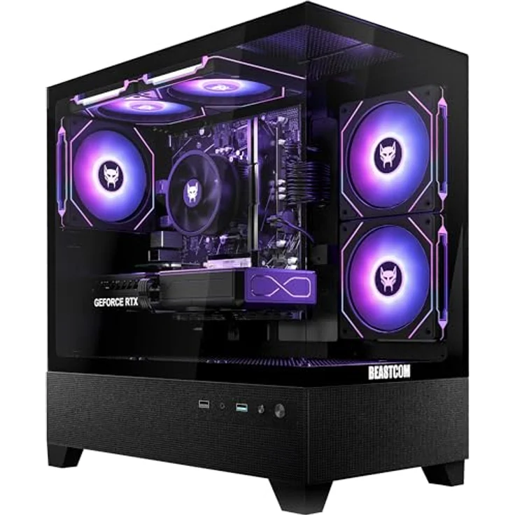 BEASTCOM Q5 Pro Gaming PC, AMD Ryzen 5 4500 6X 3,60GHz, NVIDIA RTX 5060 8GB, 16GB RAM, 1TB NVMe SSD, WiFi 5, Schwarz, Windows 11 Pro – Bild 1