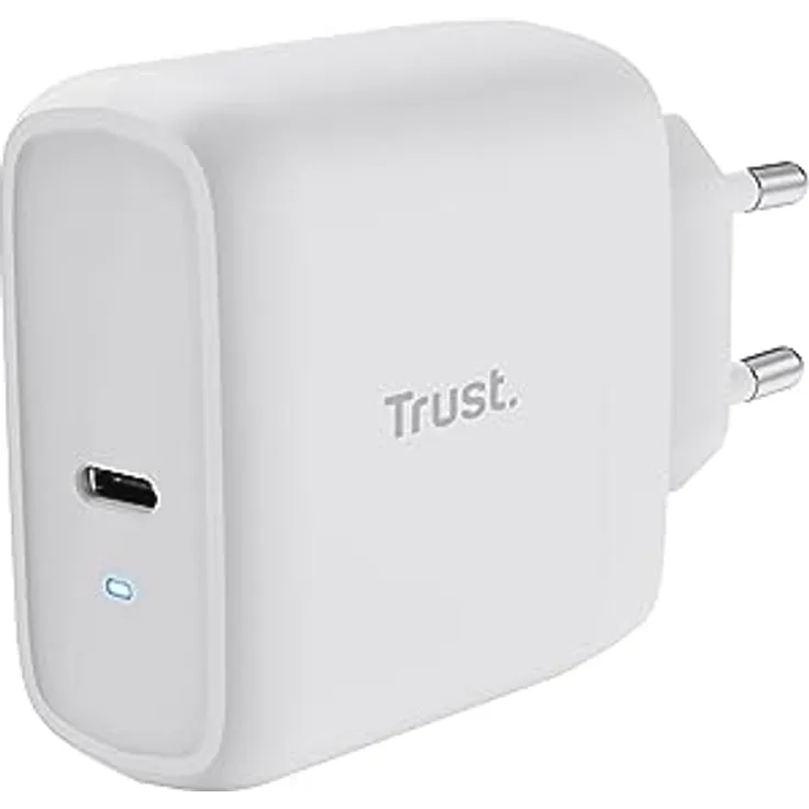 Trust Maxo USB C Ladegerät 65W, 75% Recycelten Materialien, Schnellladegerät USB-C Stecker mit Ladekabel 2m, Netzteil für iPhone, iPad, Samsung Galaxy, Steam Deck, Smartphones, Laptops - Weiß