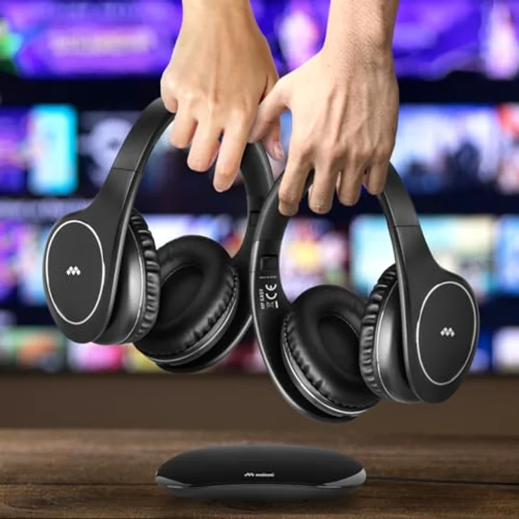 Meliconi Hp Easy Digital Bundle, 2 x kabellose TV-Stereo-Kopfhörer, 100% digital, mit analog-digitaler Audioeingang und Senderbasis – Bild 10