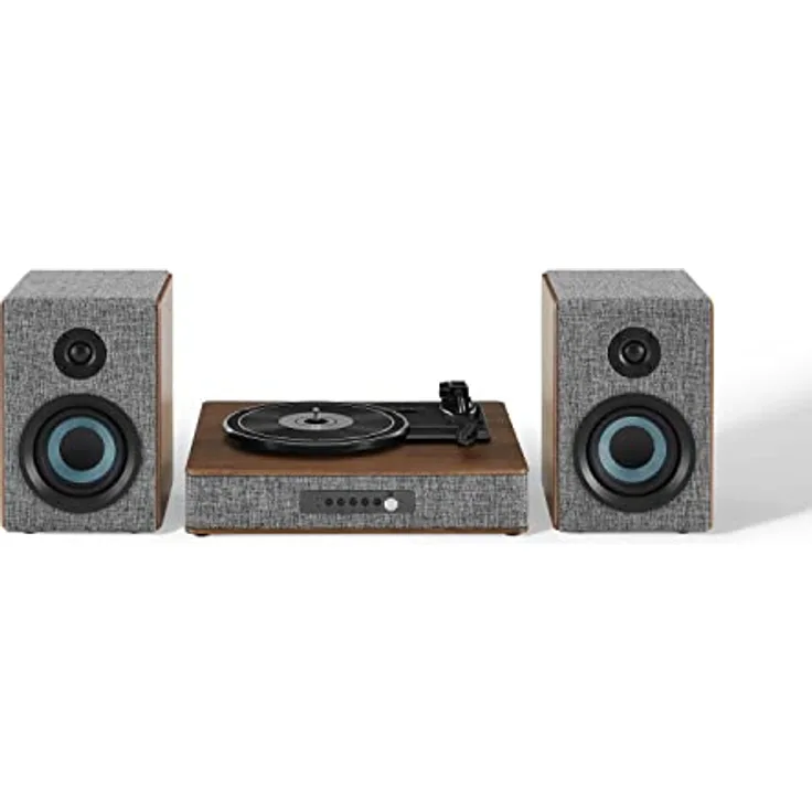 Crosley Aria Plattenspieler Grau, 3-Gang mit Bluetooth, FM-Radio und integrierten Lautsprechern