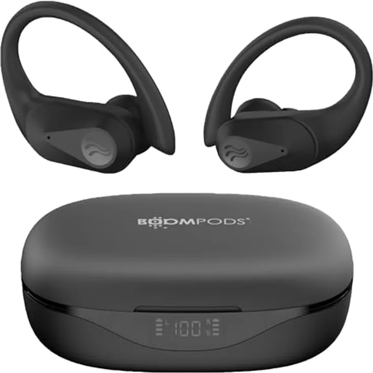 Boompods Sportpods Ocean TWS Black (6 h, Kabellos), Schwarz, In Ear-Sport-Kopfhörer mit Bluetooth 5.0