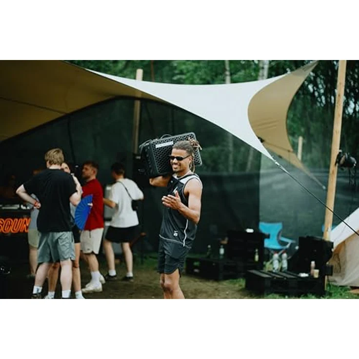 SOUNDBOKS Go Tragbarer Bluetooth-Lautsprecher USB-C-Aufladung Akku Kompakter Performance-Lautsprecher für unterwegs Spritzwasser- und stoßfest 40 Stunden Akkulaufzeit 121 dB (Schwarz) – Bild 3