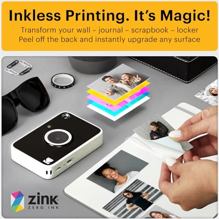 Kodak Printomatic+ Sofortbild Digitalkamera 10MP, RGB LED, druckt wisch- und wasserfeste 2x3" Fotos, schwarz – Bild 4