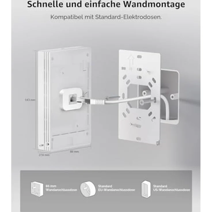 Cudy AX3000 Gigabit Wall-Plate Wi-Fi 6 Access Point, 2402 Mbit/s, Weiß, Power over Ethernet (PoE) – Bild 6