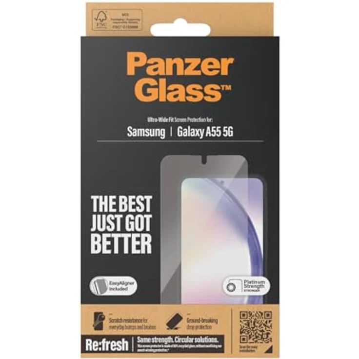 Panzer Glass Displayschutzglas für Samsung Galaxy A55 5G, schmutz- und feuchtigkeitsabweisend, Ultra-Wide Fit, einfache Installation – Bild 1