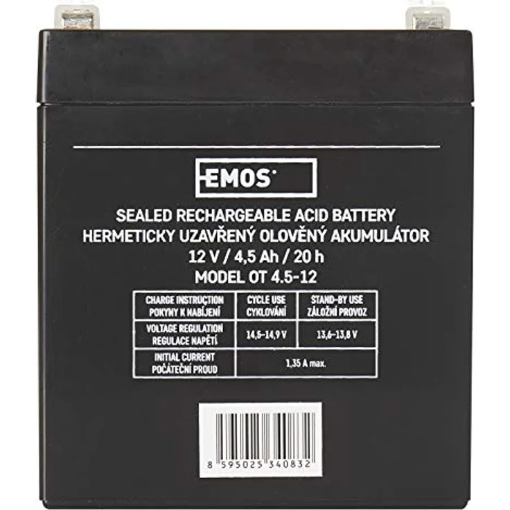 EMOS Wartungsfreier Bleiakku 12V 4,5Ah AGM Batterie Notbeleuchtung Alarmsysteme USV-Geräte 91x71x105 mm – Bild 4