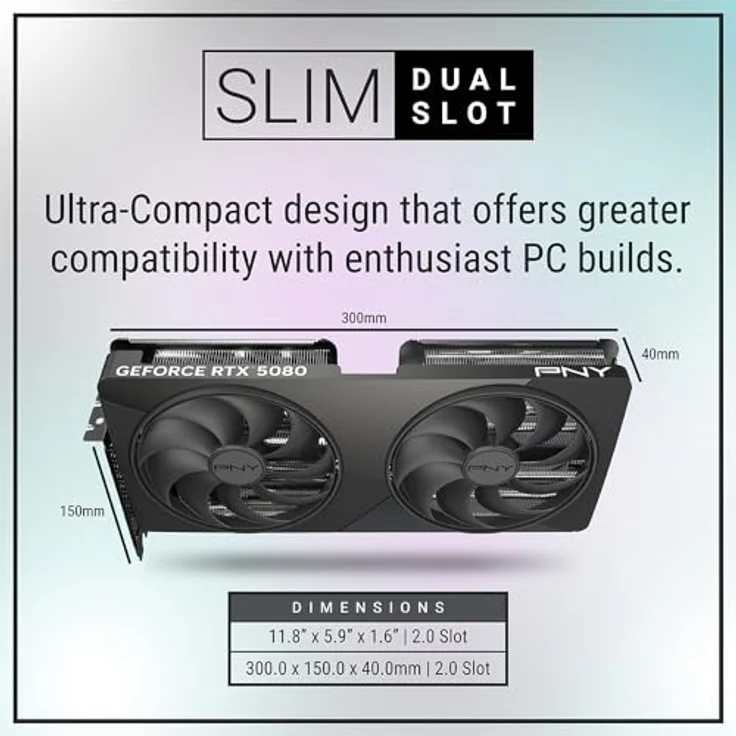 PNY NVIDIA GeForce RTX™ 5080 Slim, Dual-Lüfter OC-Grafikkarte mit NVIDIA Blackwell-Architektur und 120-mm-Kühlung – Bild 3