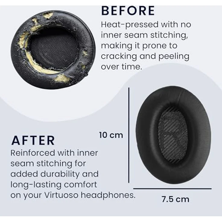 kwmobile Kopfhörer (2x Ohrpolster für Bose Quietcomfort - Kunstleder Ersatz Ohr Polster für Overear Headphones) – Bild 5