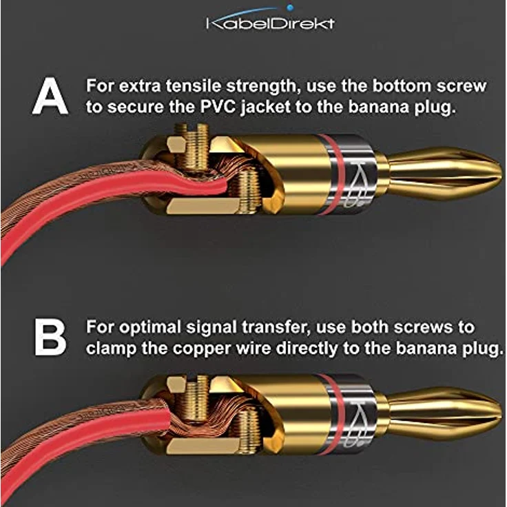 KabelDirekt - Bananenstecker - 5 Paare - (Steckverbinder für Lautsprecherkabel bis 6mm², Flexibler Anschluss der Kabel, HiFi Boxen, Verstärker, AV-Receiver, Endstufen, Sound- und Stereoanlagen) – Bild 6