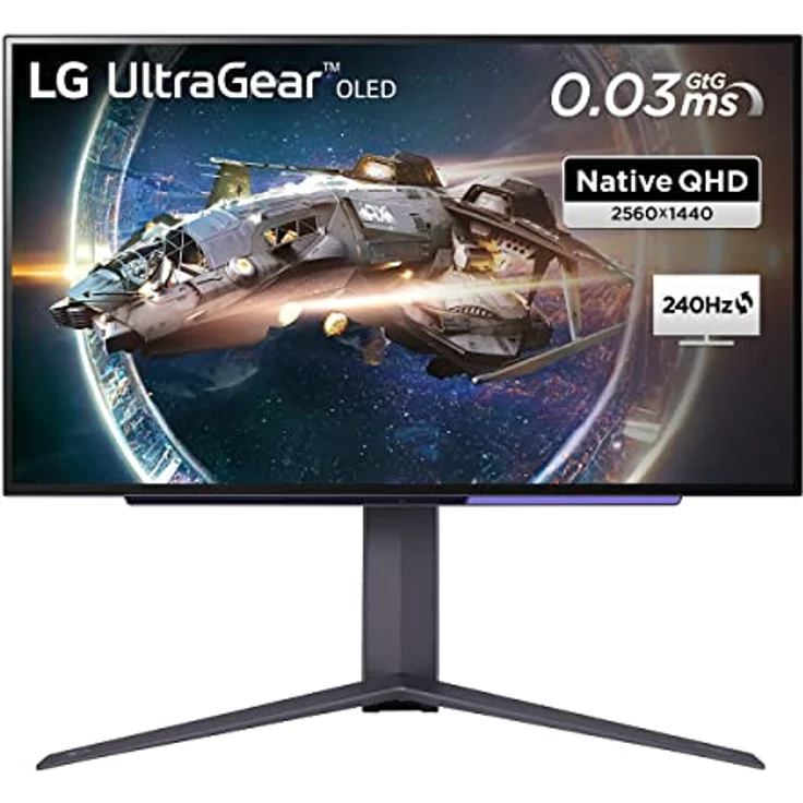 LG Electronics 27GR95QE-B Ultragear Gaming Monitor 27" (67,32 cm), OLED, 2.560 x 1.440, 16:9, WQHD 1440p, 98,5% DCI-P3, HDR10, 0,03 ms GtG, 200 cd/m², 240 Hz - Schwarz – Bild 1
