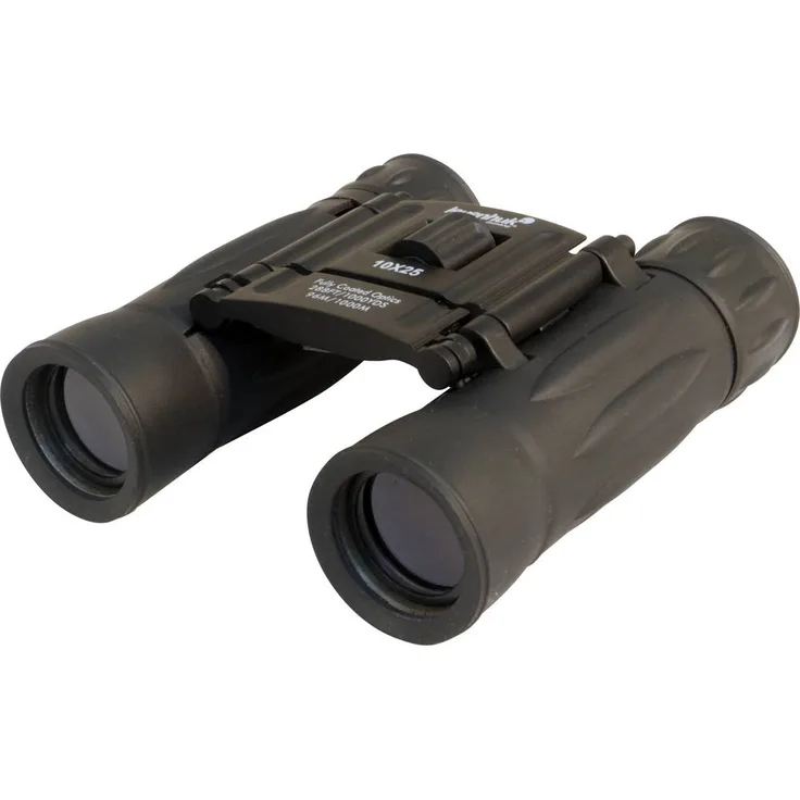 Levenhuk Atom 10x25 Dachkantfernglas, Schwarz, 10-fache Vergrößerung, BK-7-Glas, Sichtfeld 96 m/1000 m