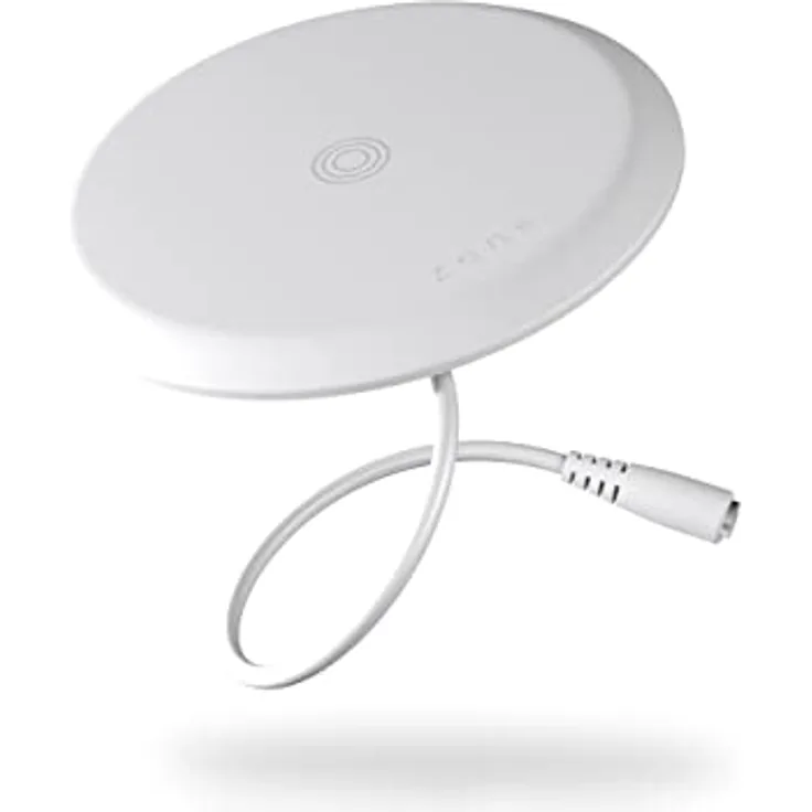 ZENS Kabelloses Einbau-Ladegerät 10W Weiß (5mm Höhe, Qi-Zertifiziert, Apple & Samsung Fast Charging, Netzteil + Kabel inklusive)