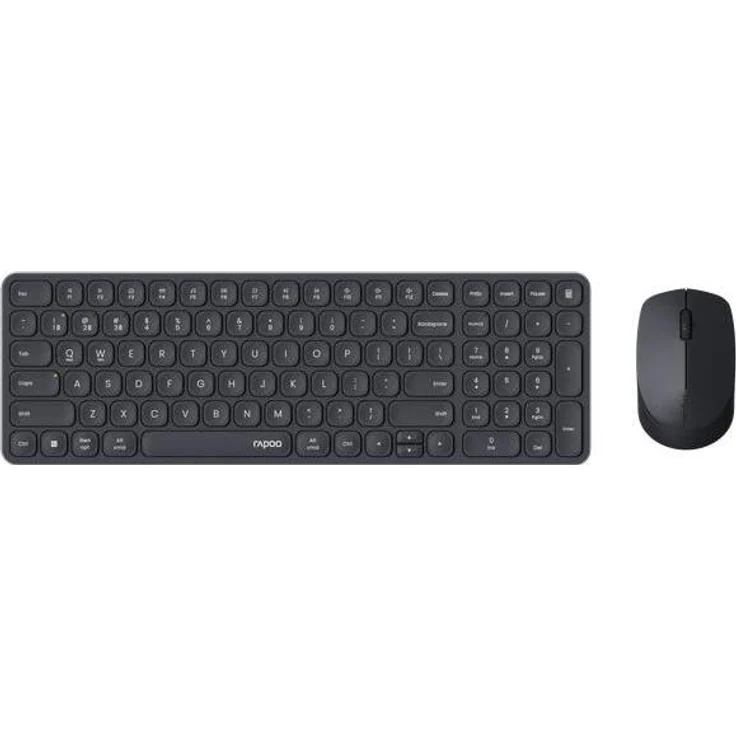 Rapoo 9310M, Kabelloses Keyboard + Mouse Comboset, QWERTY (NL), 2,4 GHz & Bluetooth, ultraflache Tastatur, ergonomische Maus, Schwarz