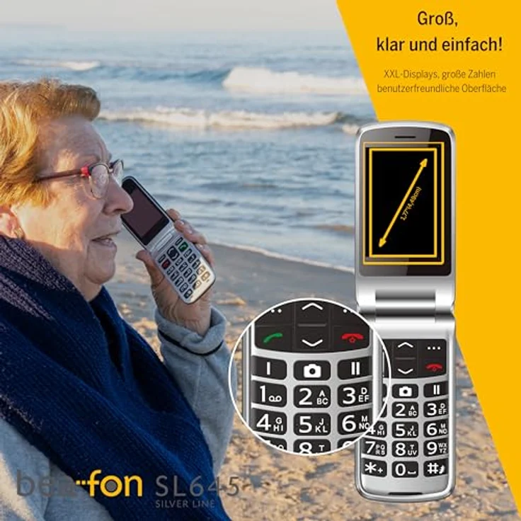 Beafon SL 645, Großtastenklapphandy mit 2,8' Display und SOS-Funktion, schwarz – Bild 3