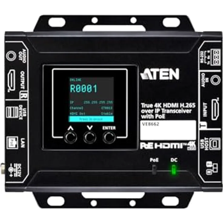 ATEN VE8662-AT-G, True 4K HDMI H.265 IP Modul für KVM Switche, 3840 x 2160 Pixel, PoE, 100 m Reichweite