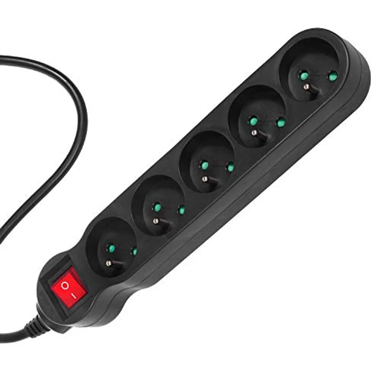 Maclean Steckdosenleiste Typ-E, 5-Fach Mehrfachsteckdose mit Schalter & Kindersicherung, Max. 2500W, Schwarz, 3m Kabel – Bild 3
