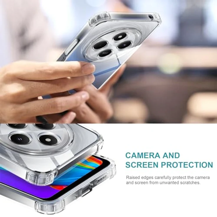 LeYi Hülle für Xiaomi Redmi 14C 4G, Transparent TPU Silikon Schutzhülle mit 2 Schutzfolien, stoßfestes Design, Kameraschutz, Crystal Clear Cover Case – Bild 2