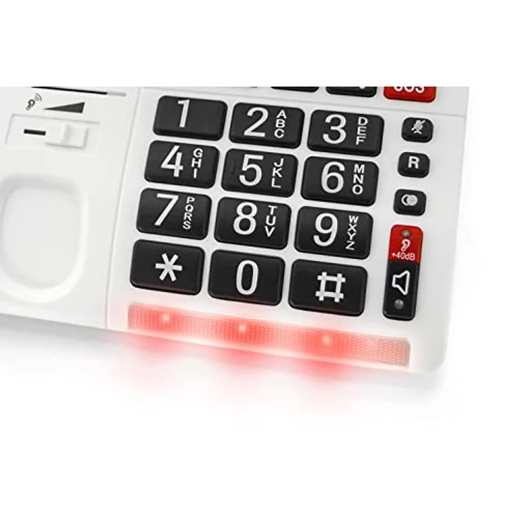 Geemarc CL610 - Schnurgebundenes Notruftelefon und wasserdichtes SOS-Armband mit verstärkter Lautstärke und anpassbaren Fototasten, ideal für Senioren und Hörgeschädigte, in rot. – Bild 4