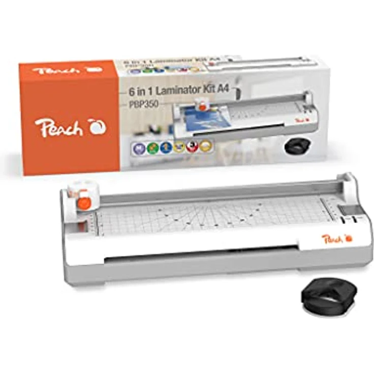Peach 6 in 1 Laminiergerät A4 inkl. Eckenrunder, Trimmer, Laminierfolien - ABS - geeignet für alle handelsüblichen Folien bis 2x125 mic. - Heiß- & Kaltlaminiergerät - PB350 – Bild 5