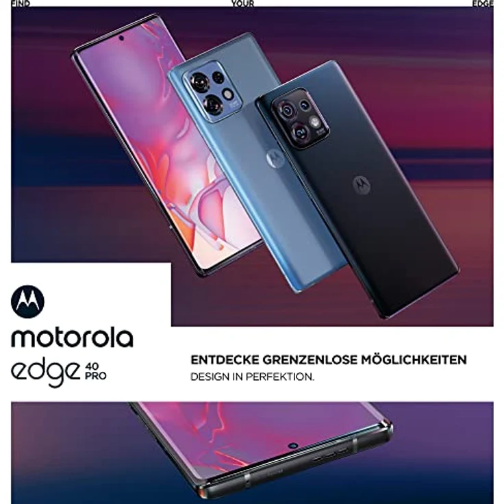 Moto edge40 pro (6,67"-FHD+-Display, 50-MP-Kamera, 12/256 GB, 4600 mAh, Android 13), Lunar Blue – Bild 2