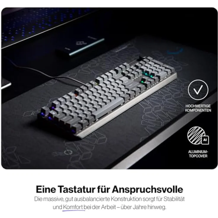 ENDORFY Thock V2 DE, QWERTZ Gaming-Tastatur mit Gateron Red Switches, Hot-Swap, Aluminium-Oberteil, Lautstärkeregler und programmierbare Makros – Bild 2